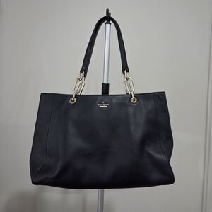 kate spade New York Black Leather Shoulder Bag with Gold Hardware